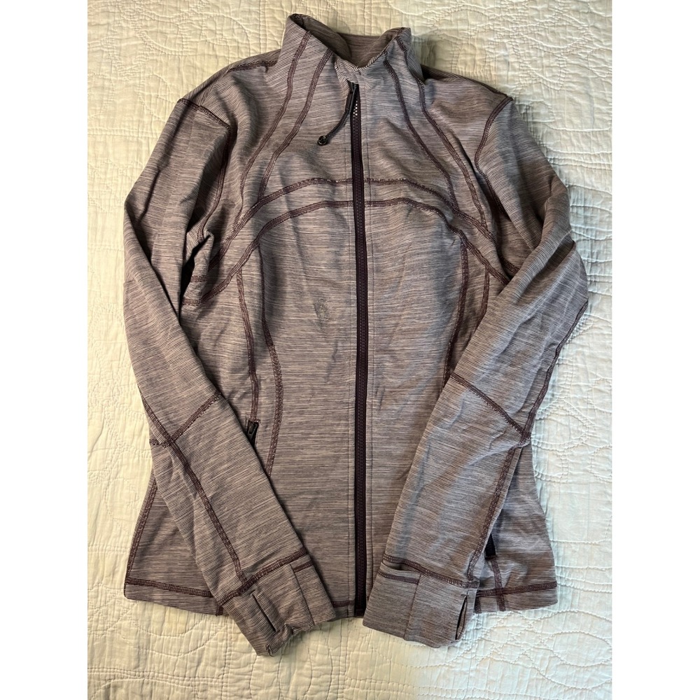 Lululemon Define Jacket Size 12 Purple Space Dye Striped Full Zip Yoga Layer